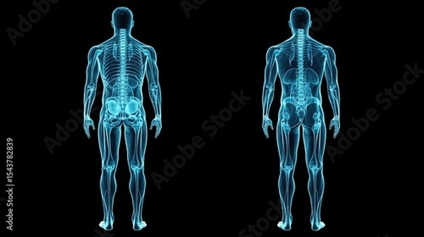 Obraz Male anatomy posterior and anterior view xray