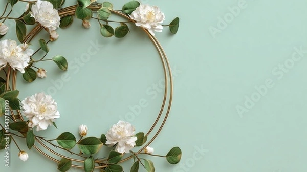 Obraz Artistic Frame Embellished with Vines and Flowers Styled for Creative Display or Card Layouts