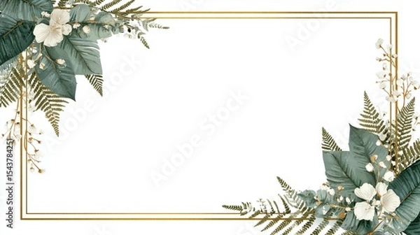Obraz Decorative Frame with Vines and Flowers Designed for Minimal Art Displays or Card Presentations