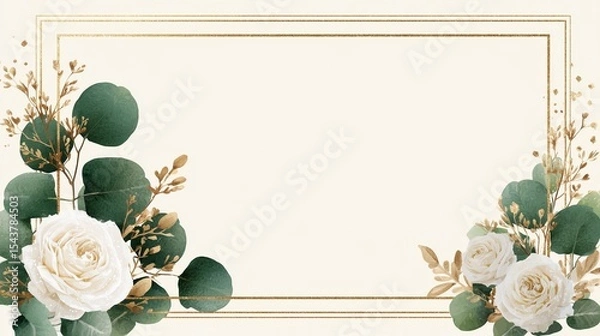 Obraz Floral Adorned Frame in Minimal Setting Perfect for Showcasing Art Prints or Card Mockups