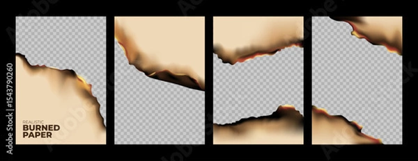Fototapeta Paper with burnt edges vector frame set