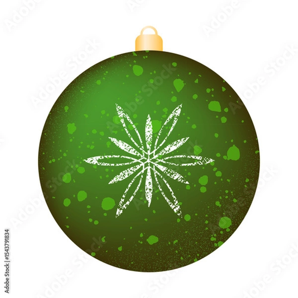 Obraz Christmas and New Year tree decoration in the form of a green ball. Vector illustration