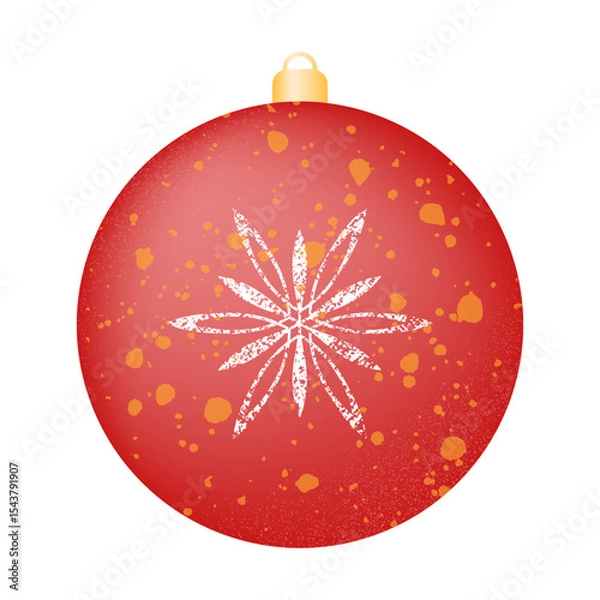 Obraz Christmas and New Year tree decoration in the form of a red ball. Vector illustration