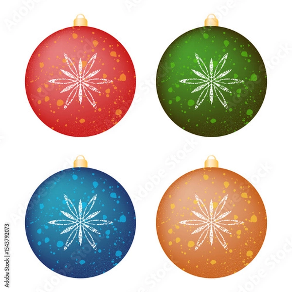 Obraz Set of colorful balls for Christmas and New Year tree. Vector illustration