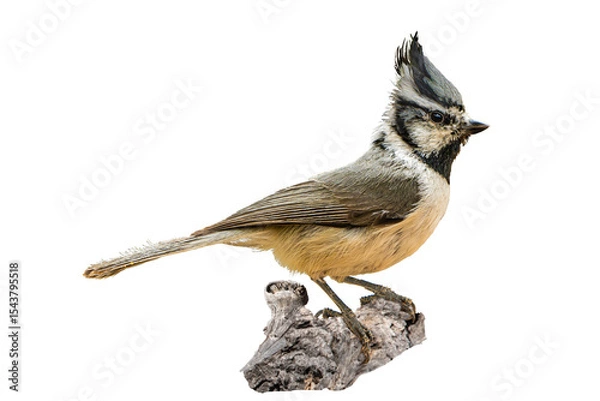 Fototapeta Bridled Titmouse (Baeolophus wollweberi) High Resolution Photo, Perched, on a Transparent Isolated PNG Background