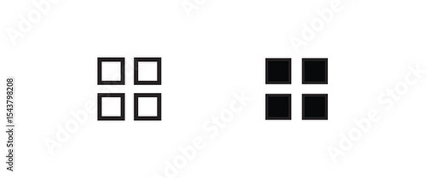 Obraz window line and flat icons set, editable stroke isolated on white, linear vector outline illustration, symbol logo design style