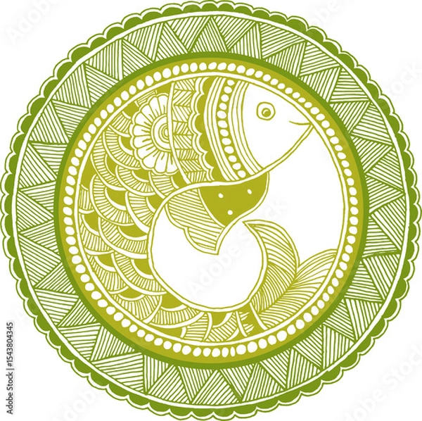Obraz Green and yellow color vintage art design. transparent png