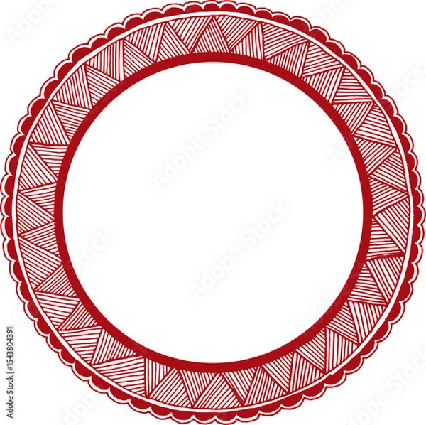 Obraz Elegant Red circle frame made in Madhubani art design. Transparent background png file