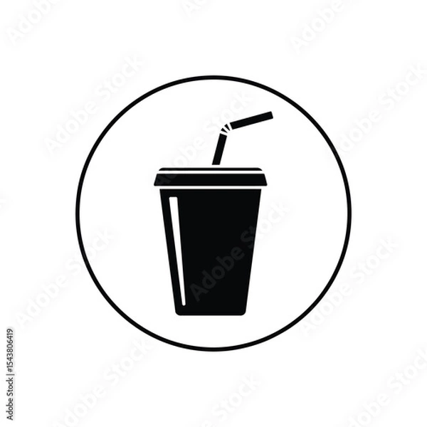 Obraz Minimalist Drink Cup Icon: Soft Drink, Beverage, Refreshment, and Fast Food Symbol