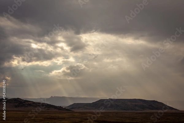 Obraz sun rays over the mountains
