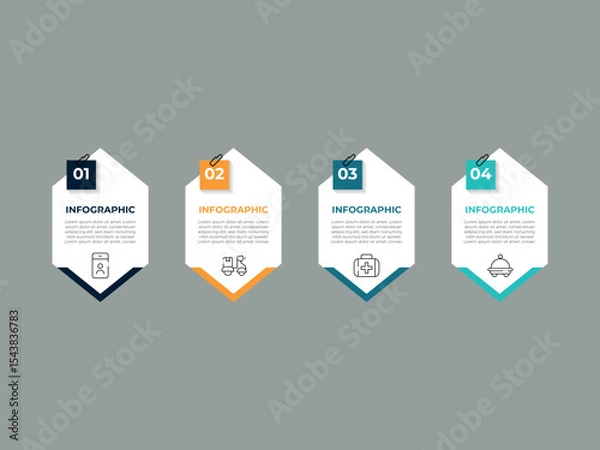 Fototapeta infographic vector illustration with 4, steps, infographic template design. Can be used for process diagrams, presentations, workflows.