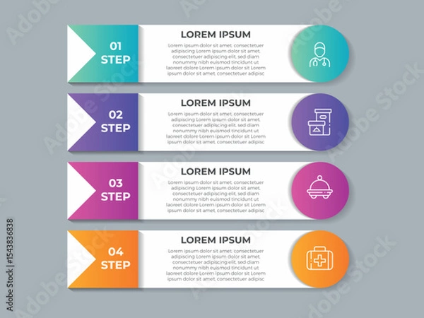 Fototapeta Charity and Donation Infographic Template. Line Icons Design with Numbers 4 Options or Steps. Infographic Design for Workflow Layout, Diagram, Annual Report, Web Design etc.