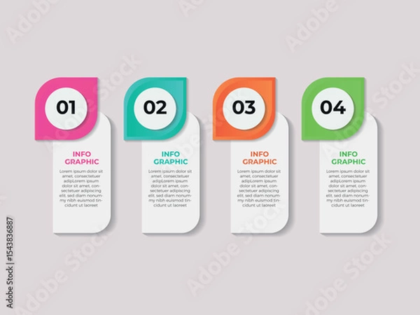 Fototapeta Charity and Donation Infographic Template. Line Icons Design with Numbers 4 Options or Steps. Infographic Design for Workflow Layout, Diagram, Annual Report, Web Design etc.