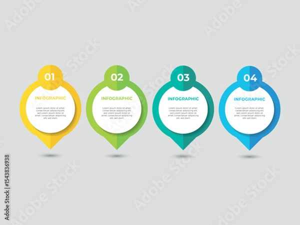 Fototapeta Infographics design template, business concept with 4 steps or options, can be used for workflow layout, diagram, annual report, web design.Creative banner, label vector.