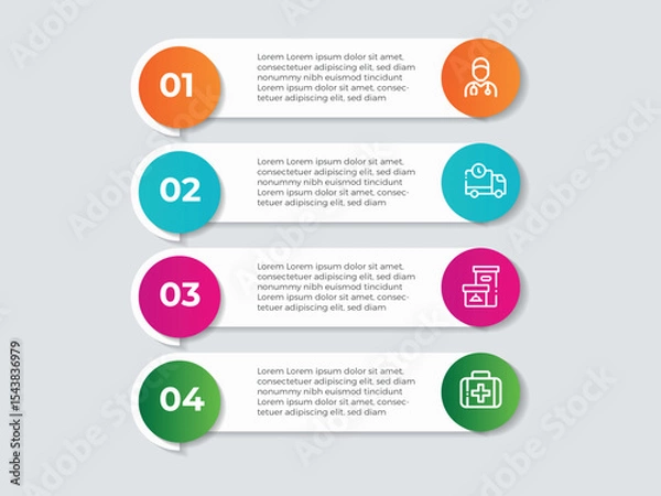 Fototapeta Infographics design template, business concept with 4 steps or options, can be used for workflow layout, diagram, annual report, web design.Creative banner, label vector.