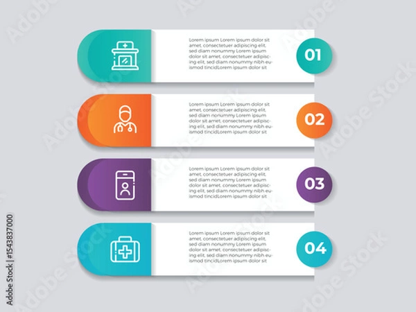 Fototapeta Business circle. timeline 4 steps infographic icons designed for abstract background template milestone element modern diagram process technology digital marketing data presentation chart Vector