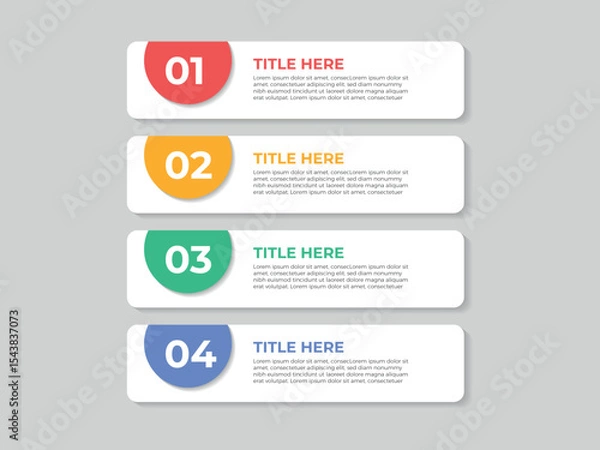 Fototapeta 4 Steps Infographics Design Template - Graph, Pie chart, workflow layout, squire diagram, brochure, report, presentation, web design. Editable Vector illustration