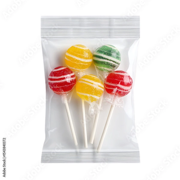 Fototapeta Colorful lollipops in a clear plastic bag