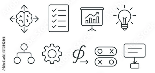 Fototapeta Business icon set. planning, strategy and innovation icons in line style