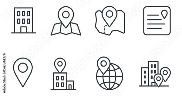 Fototapeta Location, navigation outline icon set: map, gps, destination symbols for apps