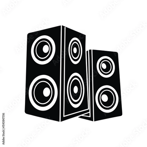 Fototapeta Audio studio acoustic speaker silhouette vector art illustration