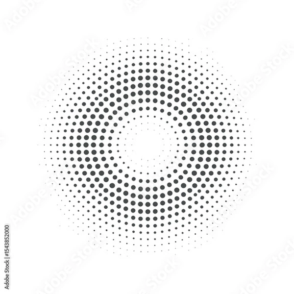 Fototapeta Circular halftone pattern with concentric circles of varying dot density