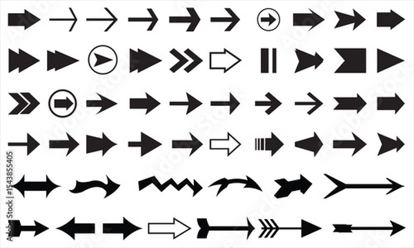 Fototapeta Arrow icons set. Arrow collection. Simple arrow big set. Collection different Arrows on flat style for web design or interface Vector illustration. 