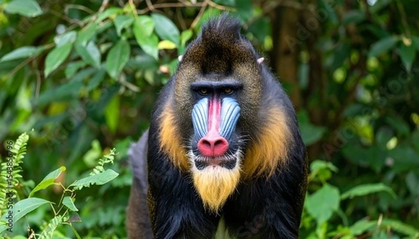 Obraz Mandrill primate jungle portrait.