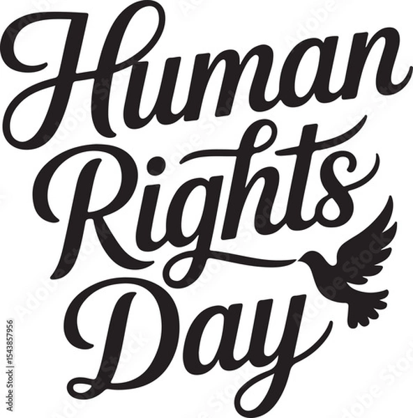 Obraz Typography Calligraphy Design of the text Human Rights Day in silhouette Vector Art 