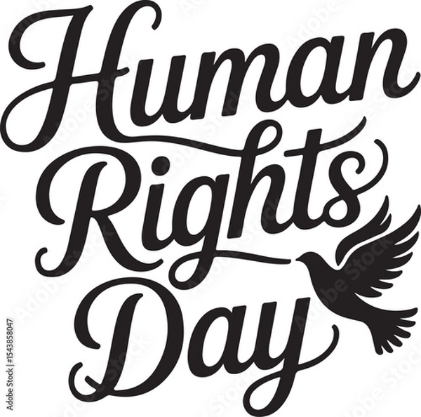Obraz Typography Calligraphy Design of the text Human Rights Day in silhouette Vector Art 