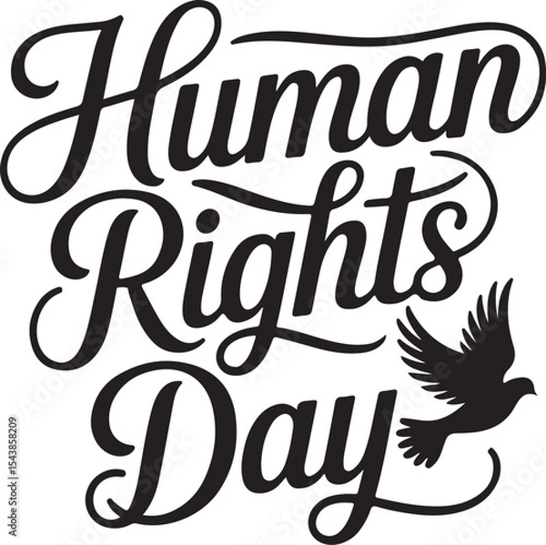 Obraz Typography Calligraphy Design of the text Human Rights Day in silhouette Vector Art 