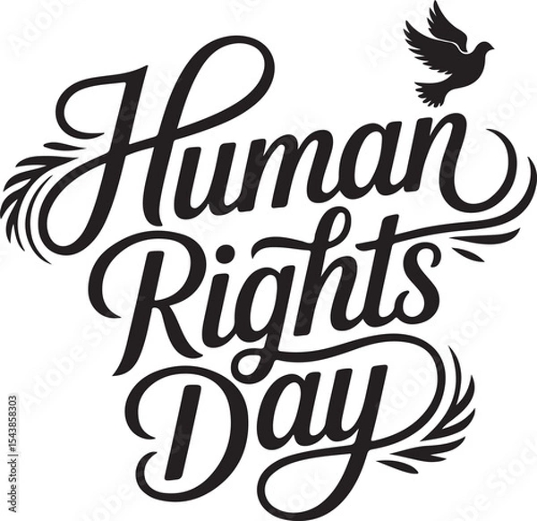 Obraz Typography Calligraphy Design of the text Human Rights Day in silhouette Vector Art 