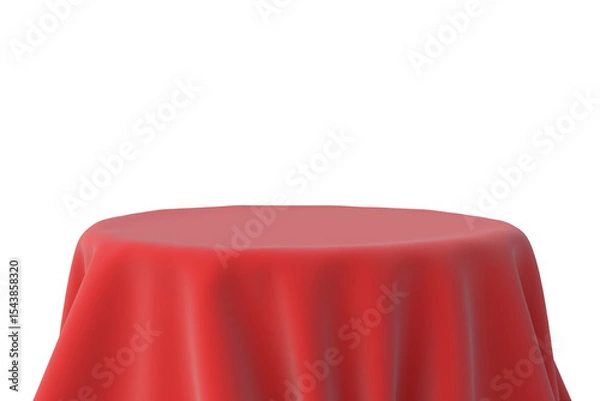 Fototapeta Empty bar table with cloth isolated on white background. Furniture for cafe. 3d render