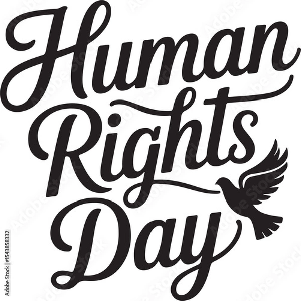 Obraz Typography Calligraphy Design of the text Human Rights Day in silhouette Vector Art 