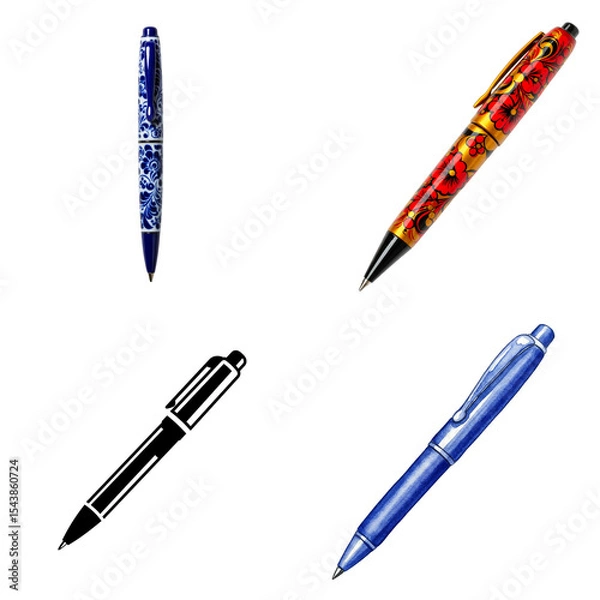 Obraz Set of colorful pens of different designs  