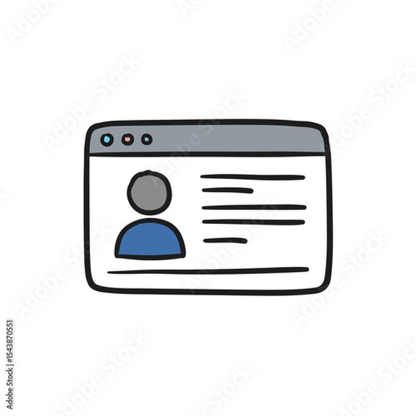 Fototapeta Hand Drawn Webpage Profile Displaying User Data.