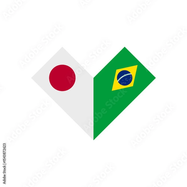 Fototapeta friendship concept. heart shape icon of japan and brazil flags. vector illustration isolated on white background