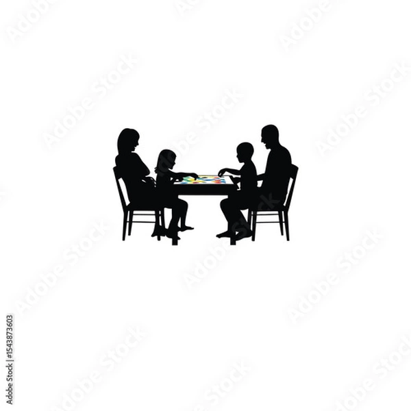 Obraz A family playing board games together on white background