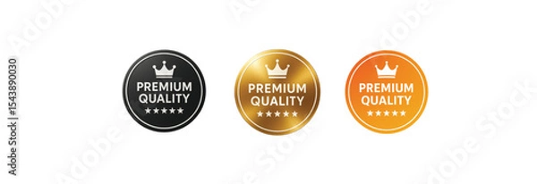 Obraz Premium Quality Round Badges – Luxury Gold Black Orange Labels for Products and Branding