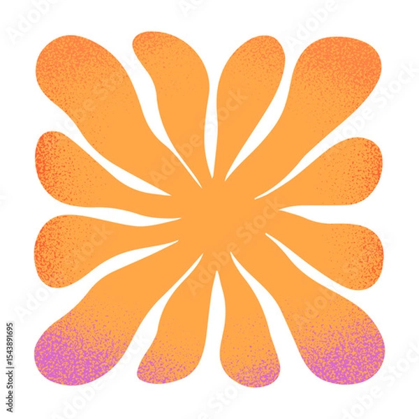 Fototapeta Groovy abstract sun emblem.Summer beach,surf club illustration.Hand drawn graphic element in naive simple style for banners,smm,branding,packaging,covers,prints.Retro summer symbol