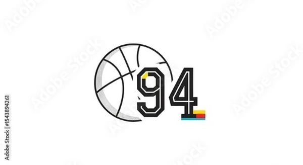 Obraz Minimalist vector design of basketball icon and number 94 for trendy sportswear


