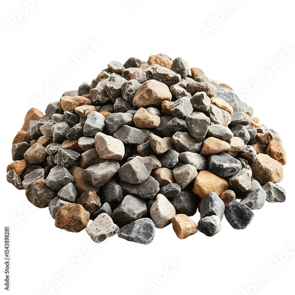 Fototapeta A close-up view of a pile of assorted pebbles in various textures and colors, showcasing the beauty of natural stones. Isolated on transparent white background, png