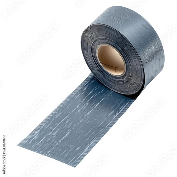 Fototapeta Close-up of a roll of gray duct tape with a textured surface. Isolated on transparent white background, png	