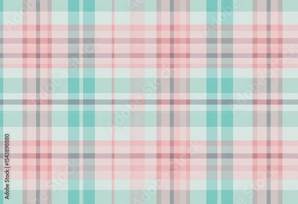 Fototapeta Subtle pastel teal plaid, seamless vector texture, calm youth background, modern, design