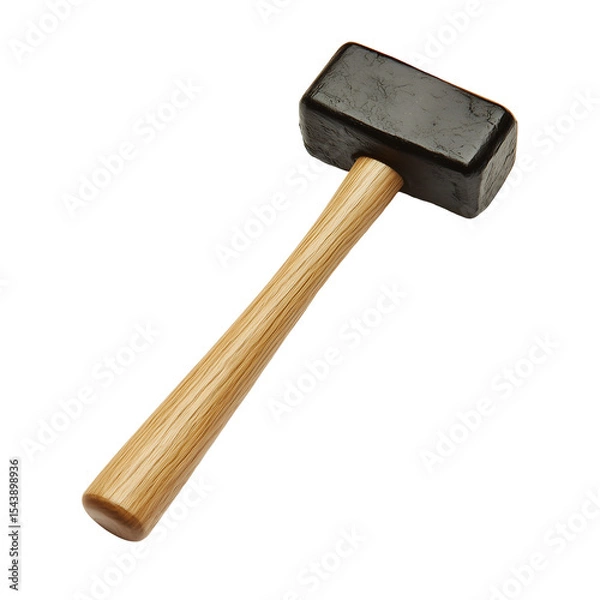Fototapeta A rubber mallet with a wooden handle. Isolated on transparent white background, png	