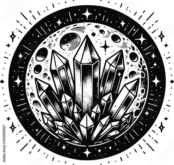 Obraz Crystal Mystical Moon – Magical Boho SVG Clipart