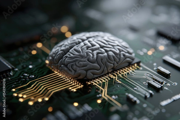 Fototapeta Digital brain with circuit and AI cocept
