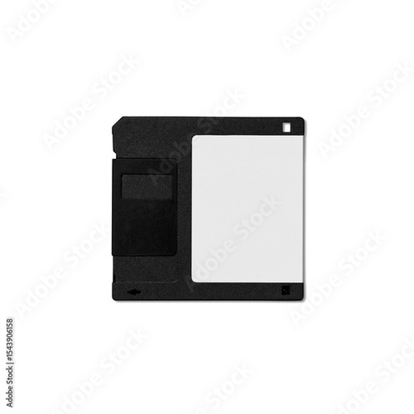 Fototapeta A black and white floppy disk, a vintage storage medium used for saving data in computers.