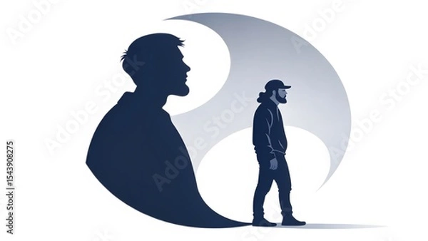 Obraz Dual Identity, Silhouette, Man, Contrasting Styles
