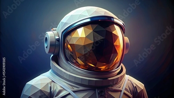 Obraz Low-poly Astronaut Helmet Portrait